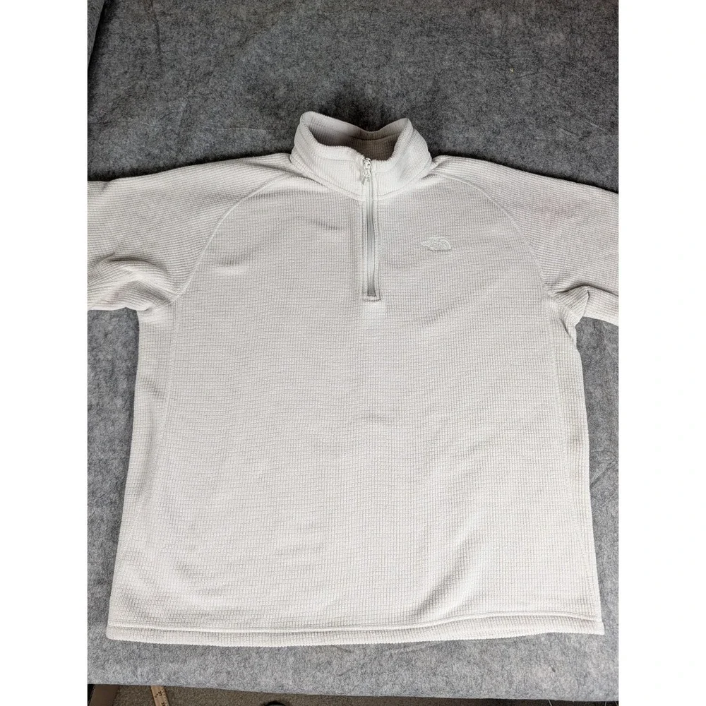 The North Face Mens Cream Waffle Knit 1/4 Zip Grid Fleece Pullover XL 4679 - Picture 4 of 13